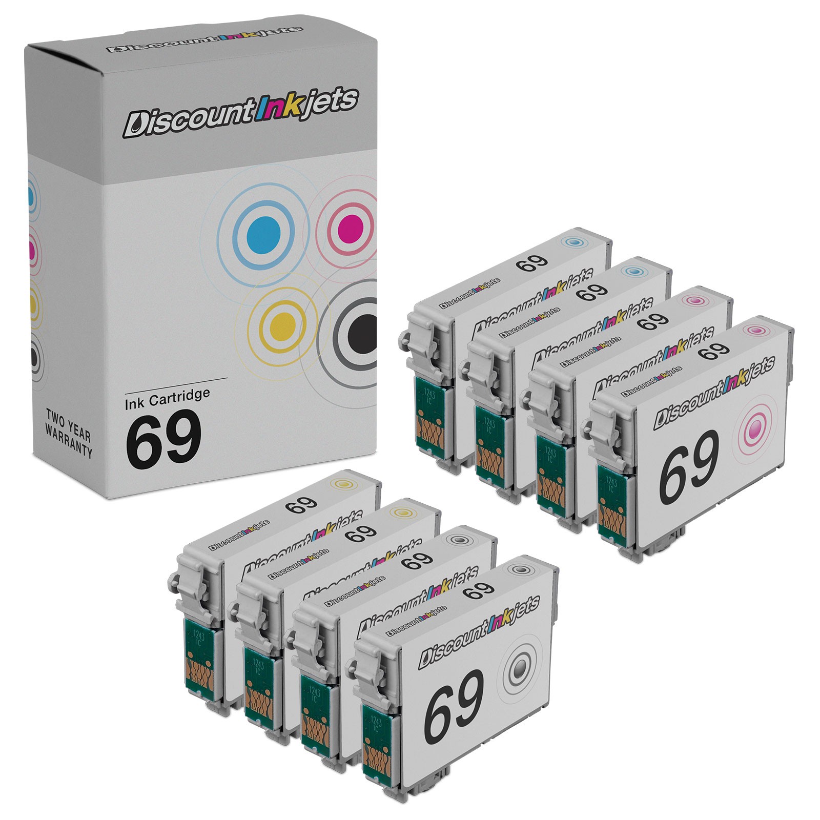 8 T069 Reman BLACK COLOR Ink Cartridge for Epson T0691 Stylus CX7400 CX7450 NX11