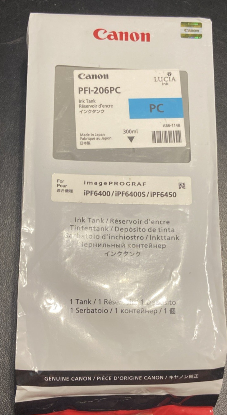 Canon PFI-206PC  Photo Cyan Ink FOR iPF 6300, 6350, 6400, 6450 Genuine - 08/2018