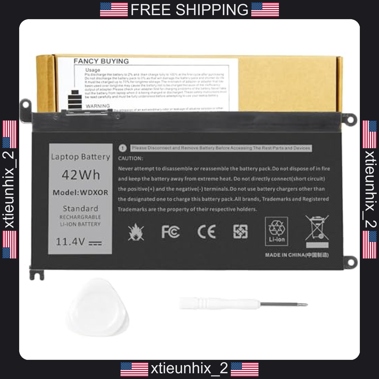 Dell Inspiron Laptop Battery 42Wh 4-Cell Li-ion Replacement for Series 5000 7000