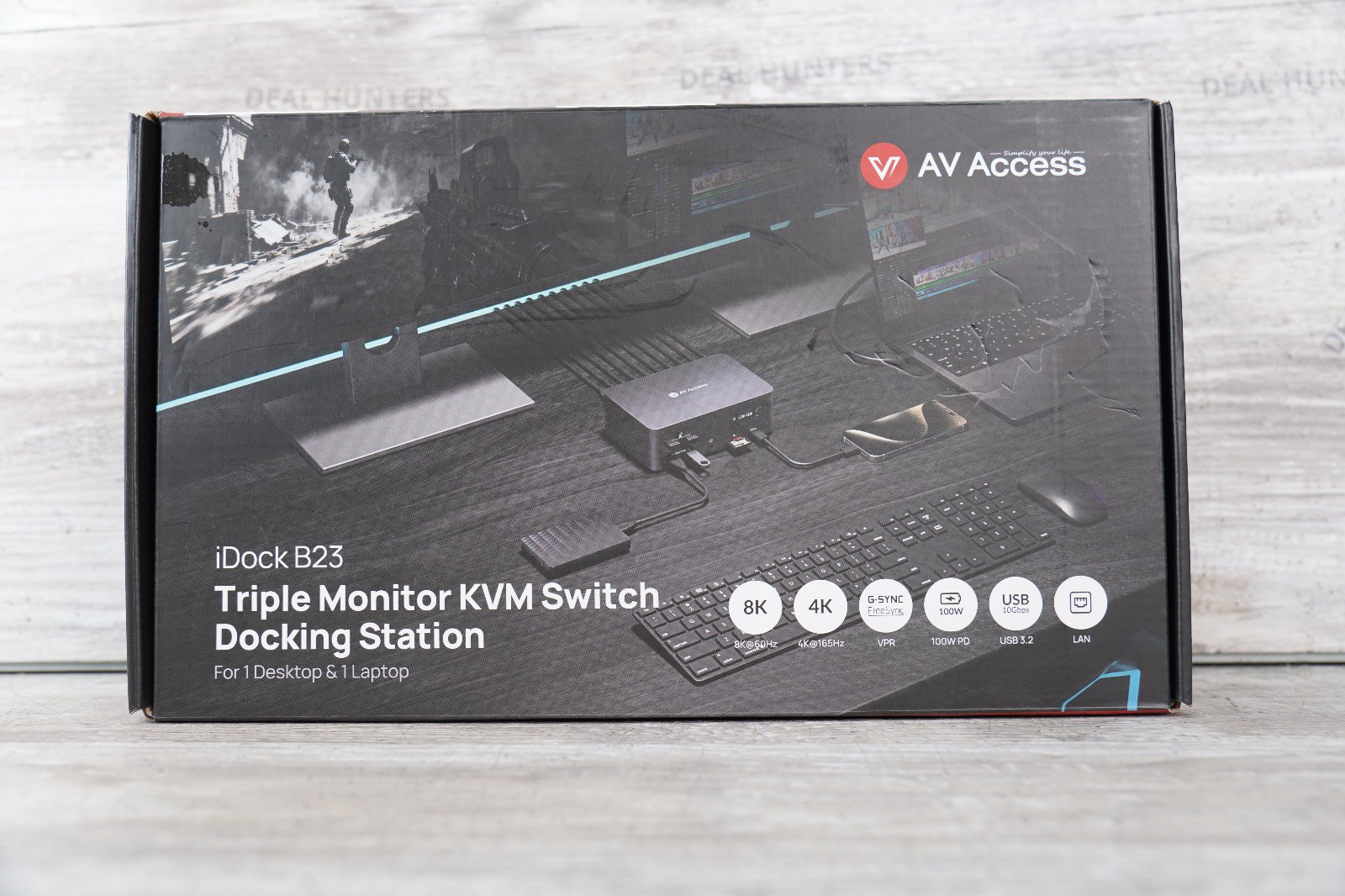 AV Access iDock B23 Triple Monitor KVM Switch Docking Station PC Laptop