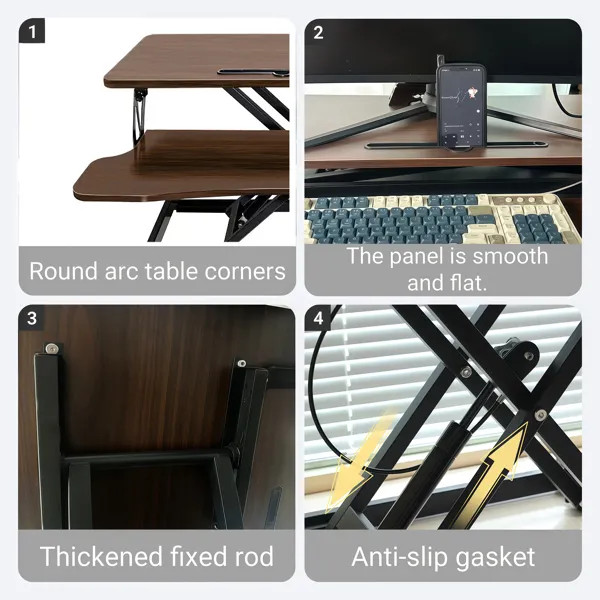 32 Inch Desk Converter Height Adjustable Sit To Stand Riser Dual Monitor And