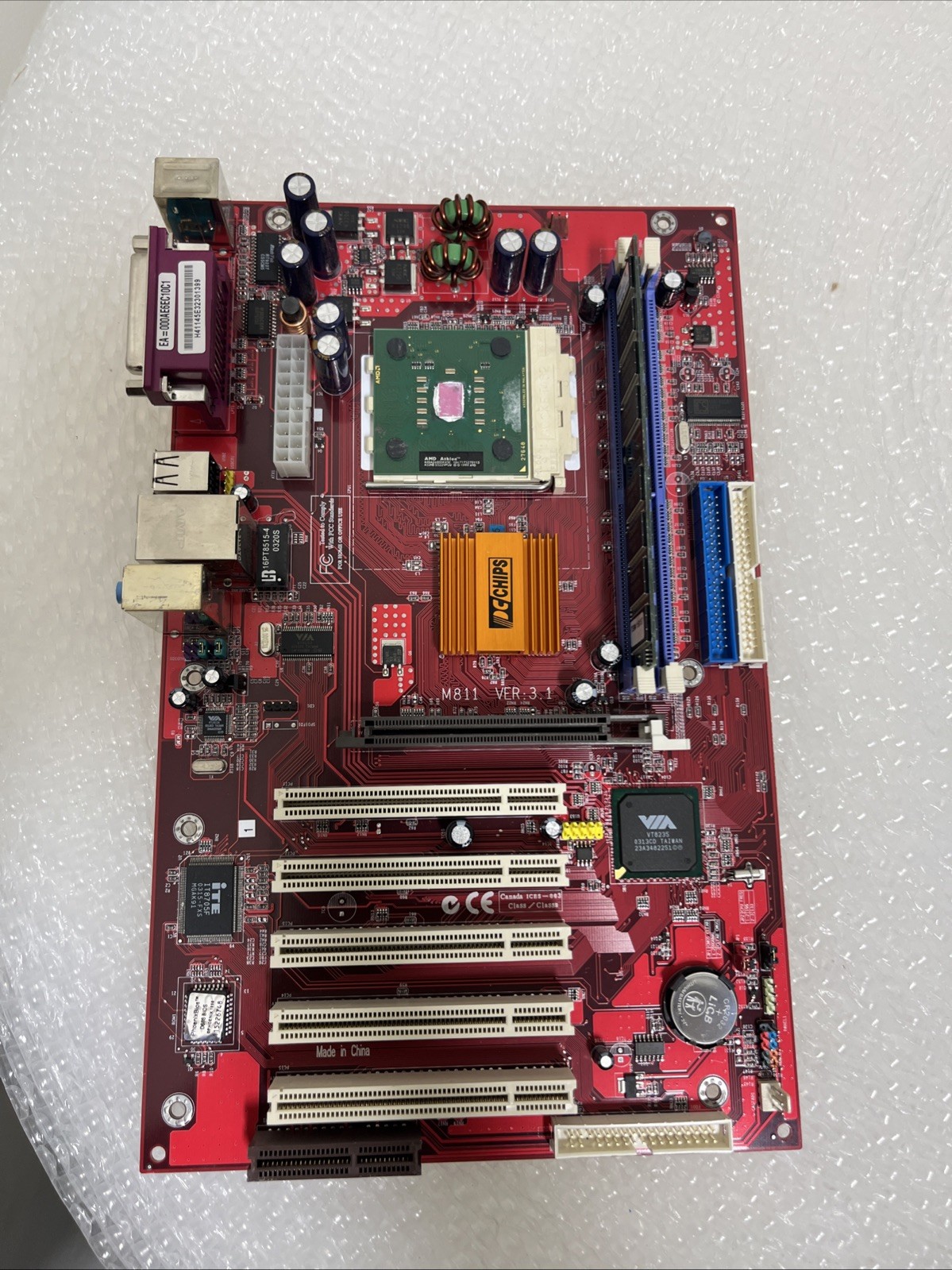 COMBO: PC Chips M811 Socket 462 Motherboard + AMD Athlon XP 2600+ CPU + RAM