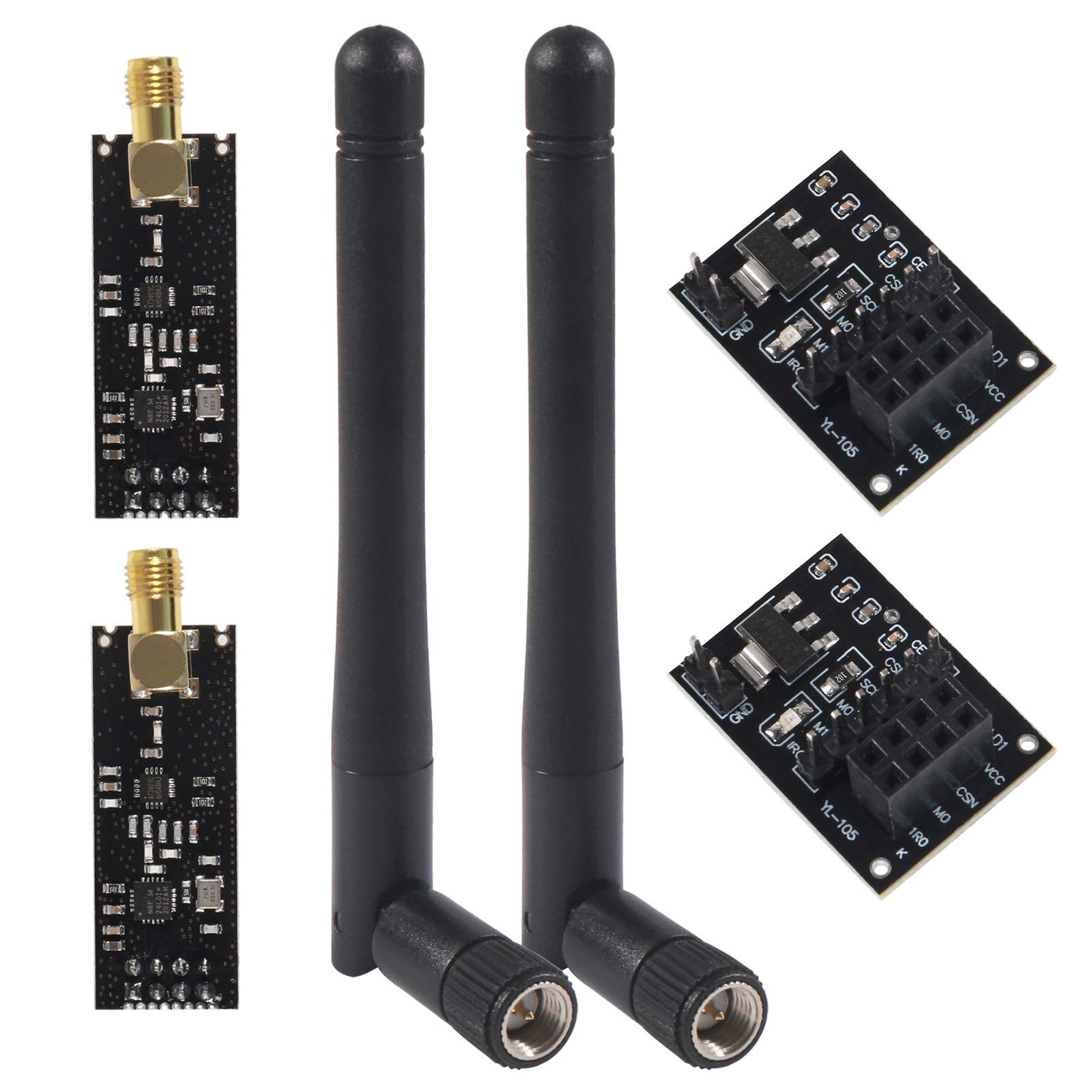 2Pcs NRF24L01 PA LNA RF Wireless Transceiver Module SMA Antenna 2.4G 1100m