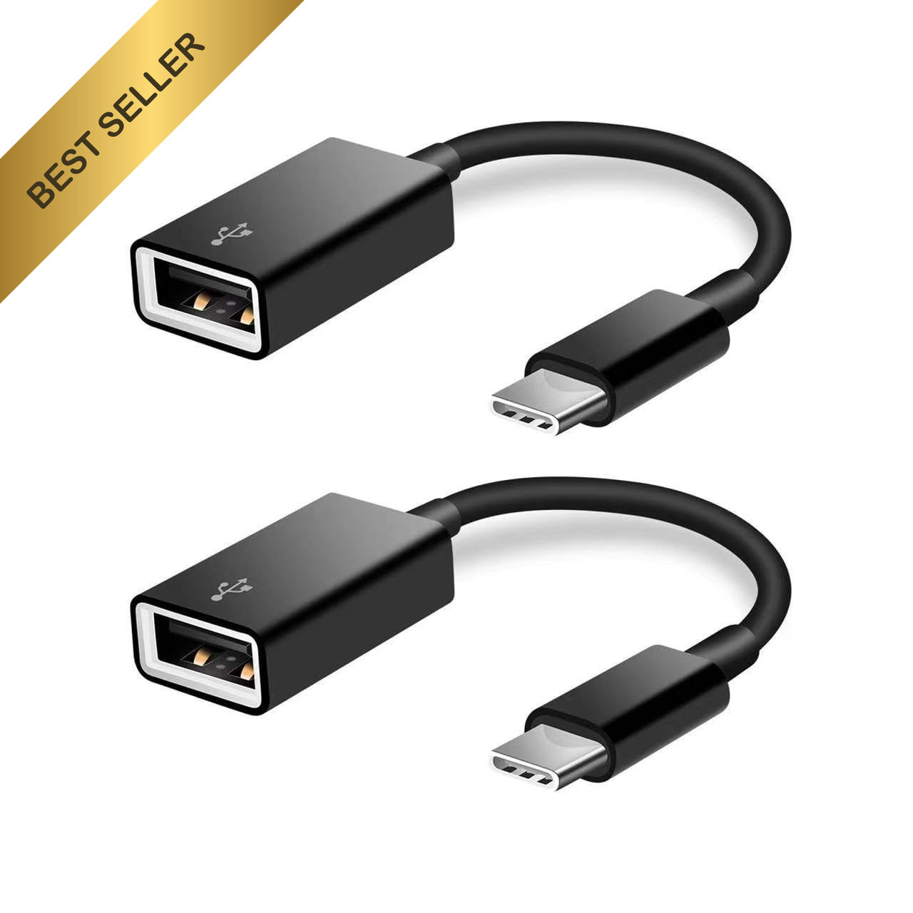 USB C to USB Adapter 2 Pack Type C Male to USB A Female OTG Cable Black MacBook