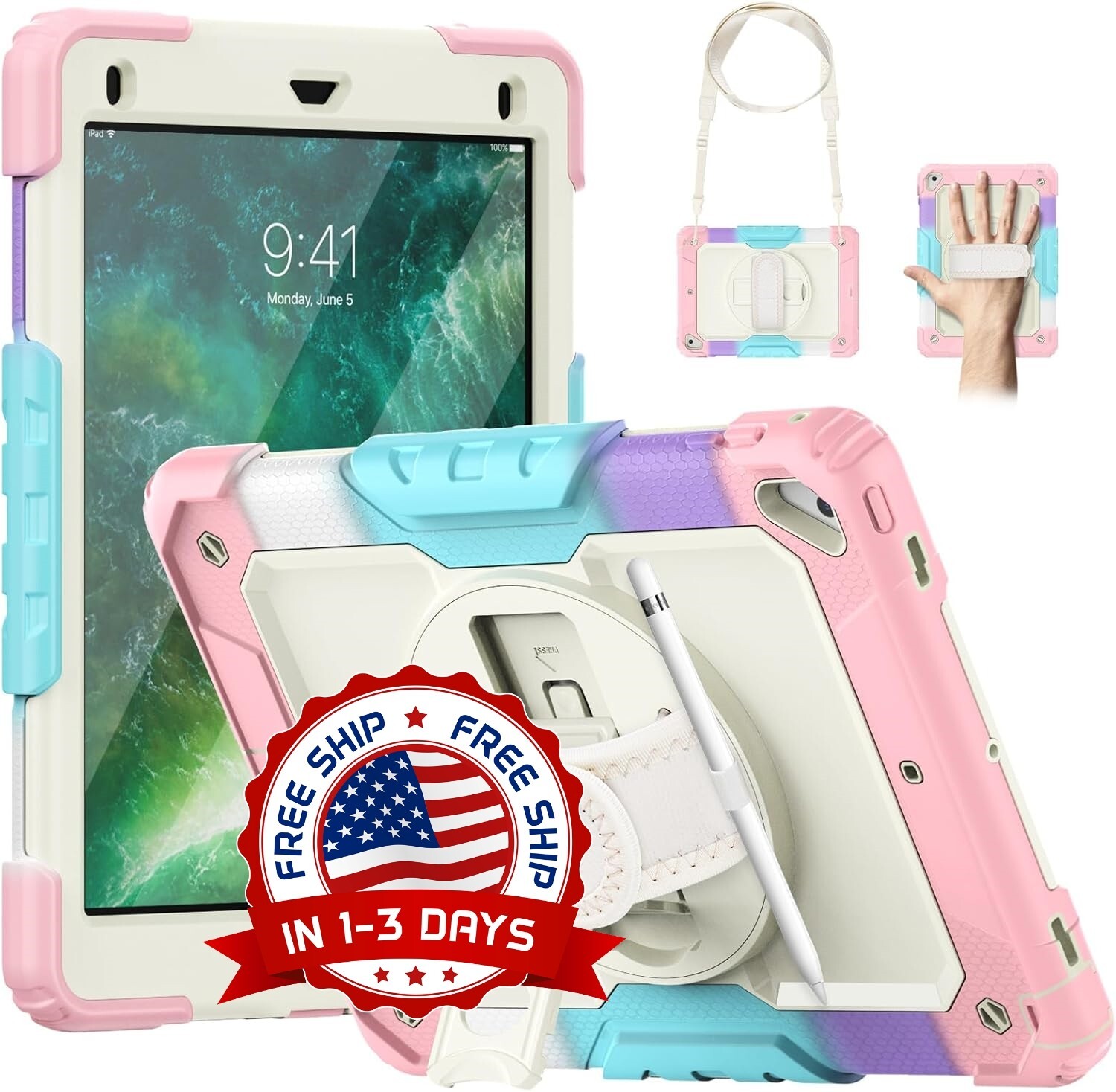 Funda Para Ninos Para Ipad 9.7 2018/2017 Y Ipad Air 2, Integrada Protector De US