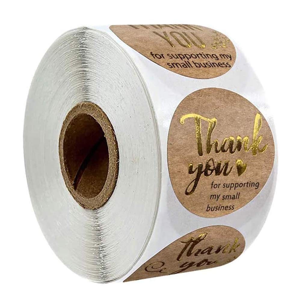 Thank You Kraft Paper My Small Business Sticker Round Shape - 2.5cm Matte