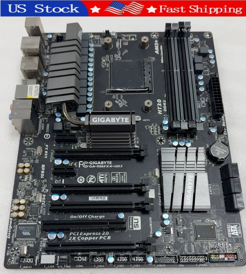 Used Gigabyte GA-990FXA-UD3 AMD 990FX Socket AM3+ ATX Motherboard DDR3 USB3.0