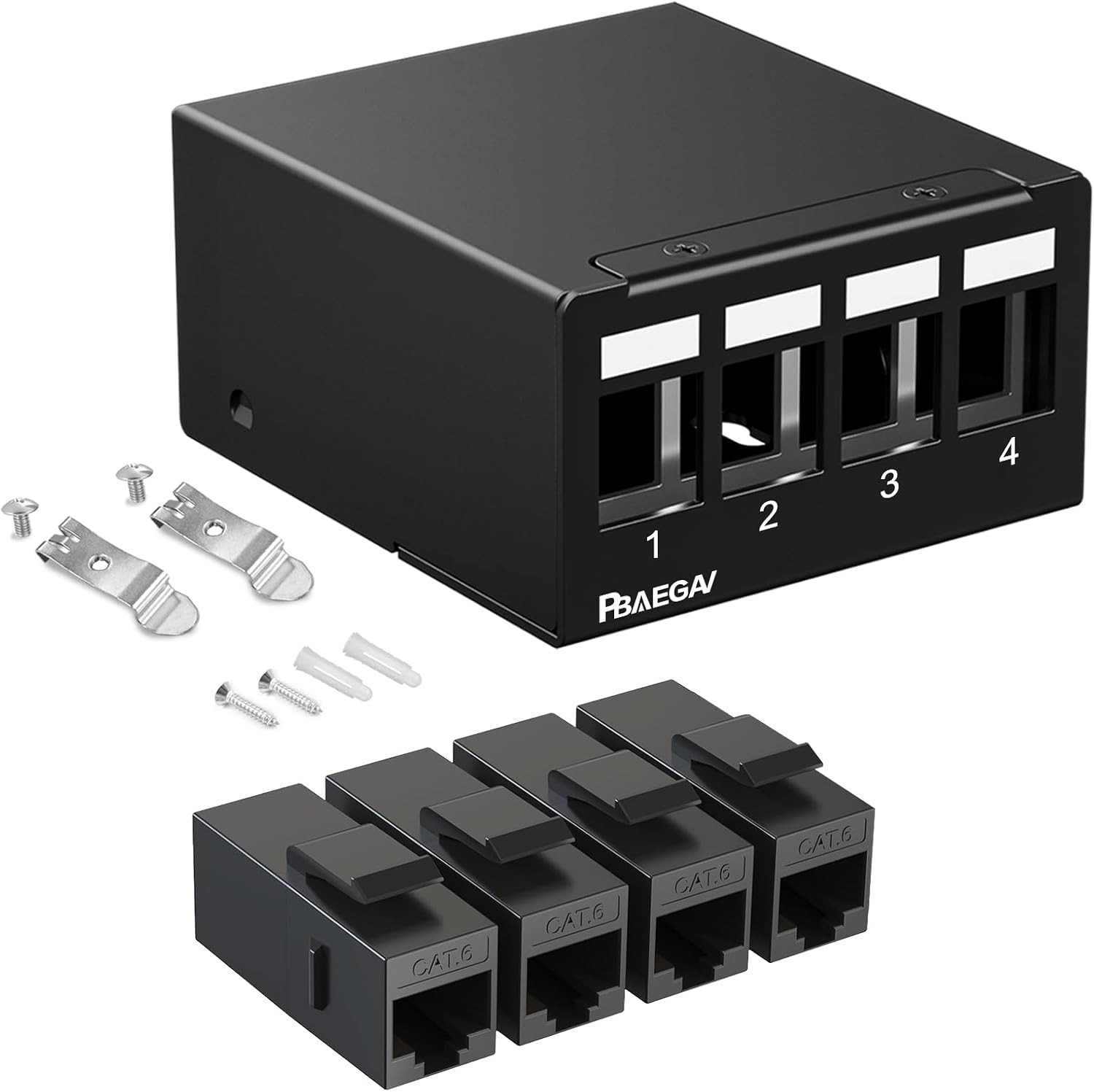 Patch Panel 4 Port with 4Pcs Cat6 Keystone Jack【Ec Listed】 UTP No Rust and Durab
