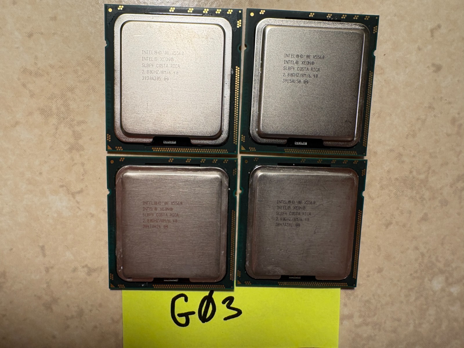 Lot of 4 Intel Xeon X5560 2.80GHz Quad Core LGA1366 Server CPUs SLBF4