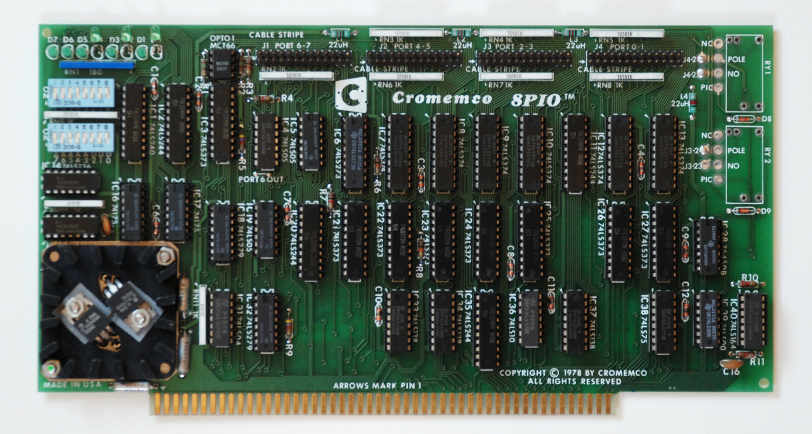 Cromemco 8PIO Parallel Port Board for the S-100 Bus