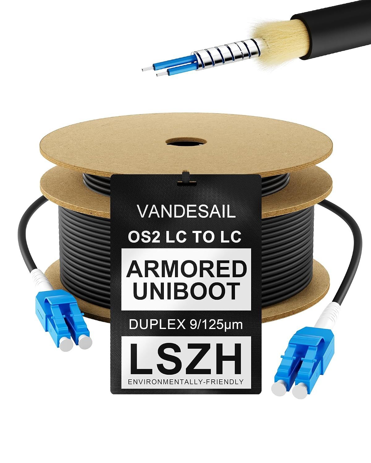 Uniboot LC to LC Fiber Patch Cable, OS2 Armored, 110M/361FT