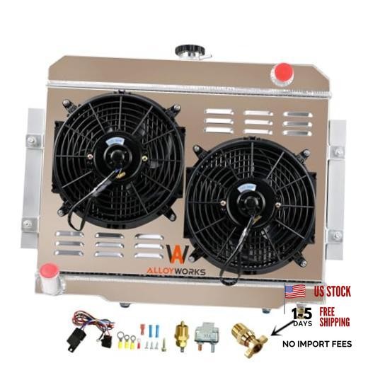 ALLOYWORKS Full Aluminum Radiator Shroud Fan Relay Kit Fits For 1972-1986 Jeep