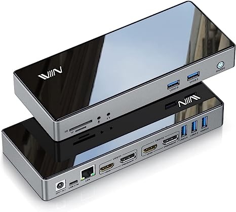 USB 3.0 Docking Station IVIIN Universal Dual Monitor 4K HDMI 5K D6902 - Black