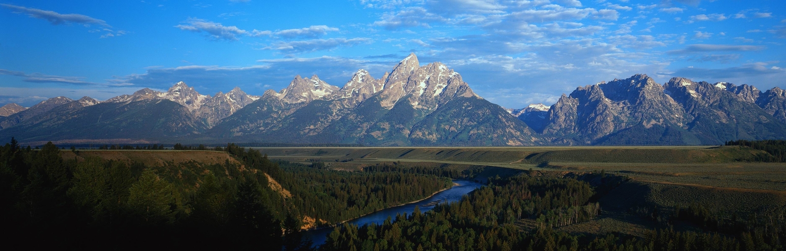 Landscape mountains river dual monitors grand teton Custom Gaming Mat Desk