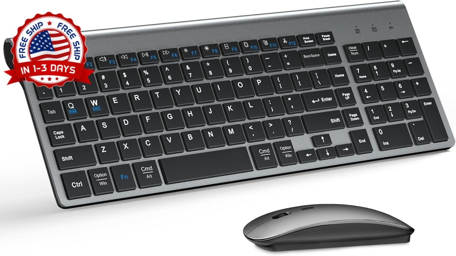 Combo De Teclado Y Mouse Inalambricos Compact Slim Para Inalámbrico Color Gris