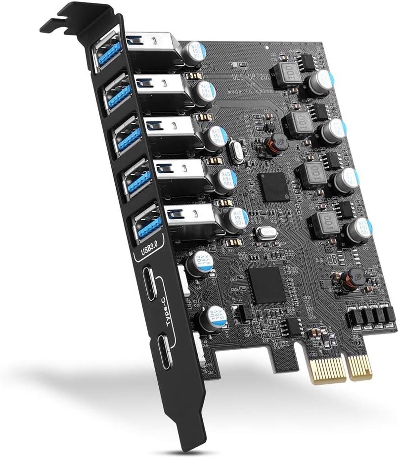 PCI-E to USB 3.0 7-Port(2X USB-C - 5X Type-A) Expansion Card,PCI Express USB ...