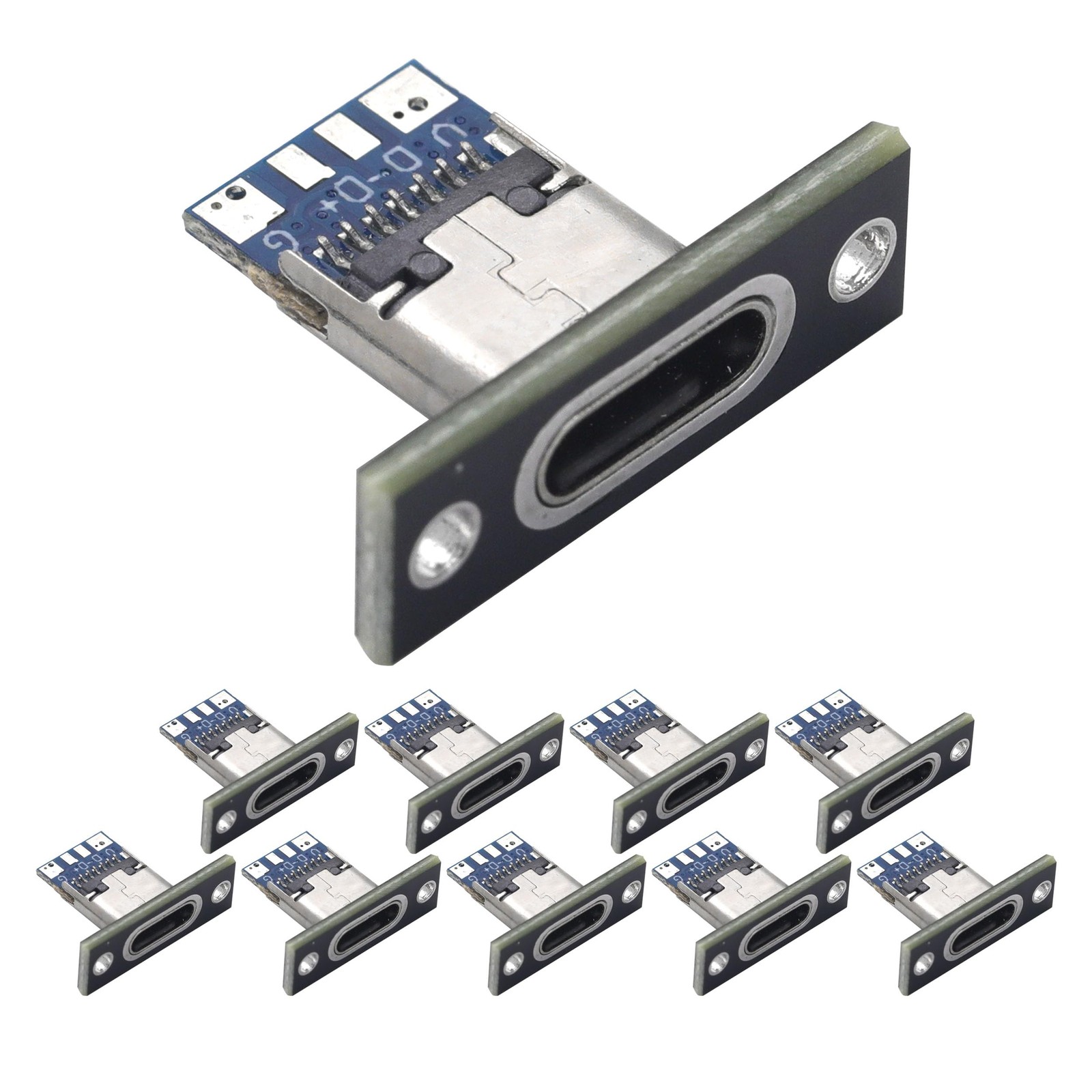 Cermant 10PCS USB 3.1 Type C Connector 24 Pins Female Black Baffle,