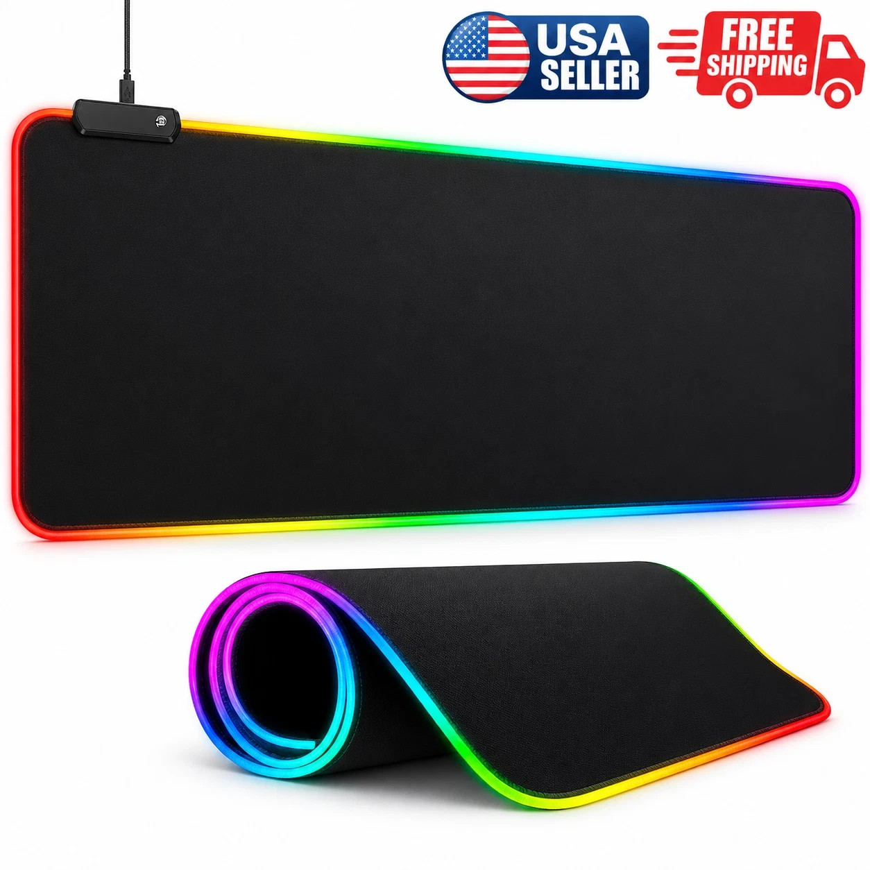 RGB LED Gaming Mouse Pad 800x300mm 3mm Non Slip Extended Keyboard Desk Mat