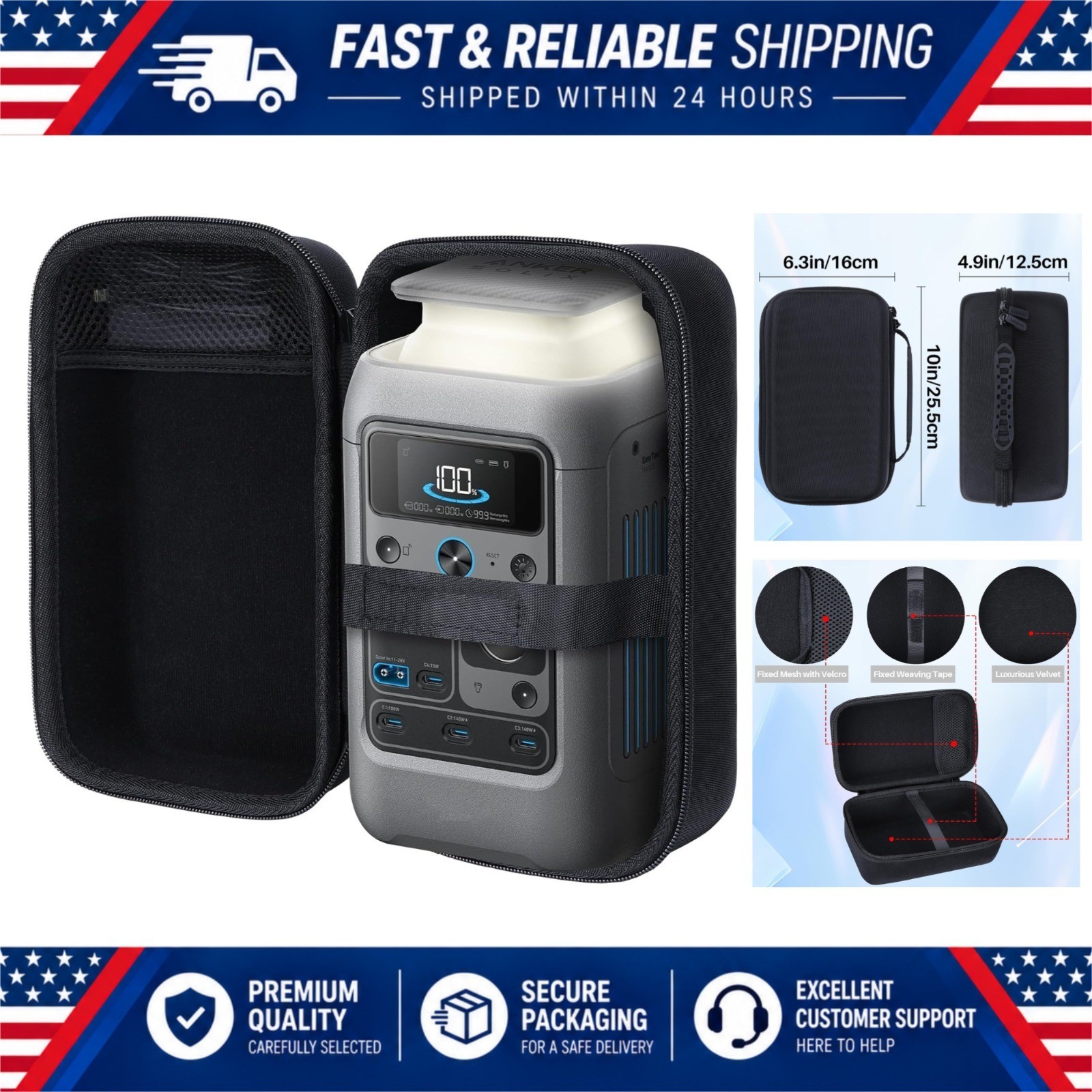 Lebakort Storage Case for Anker SOLIX C300 DC Power Station, Hard EVA Travel Bag