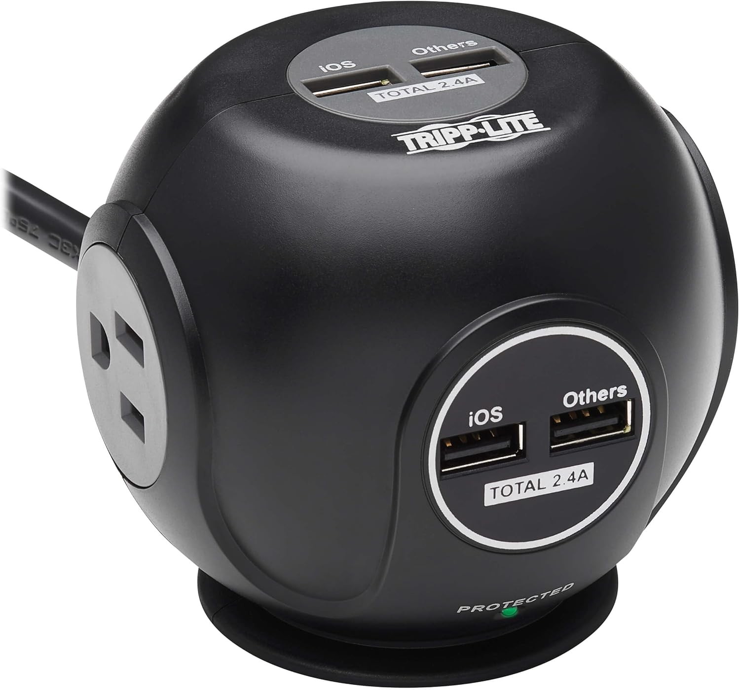 ✨ Tripp Lite 3-Outlet Spherical Surge Protector 4 USB Ports - NEW TLP36USB - 6ft