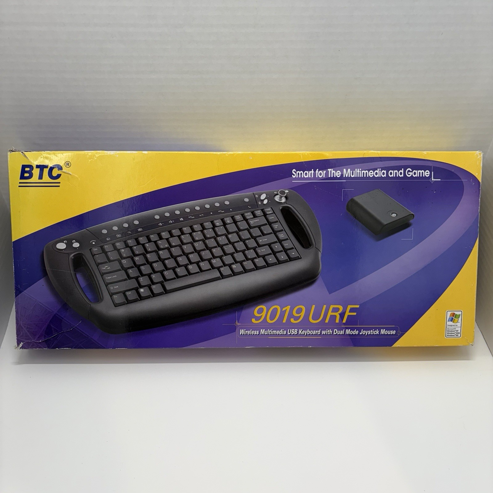 Vintage BTC Wireless Handheld Keyboard Joystick Mouse 9019 URF With Receiver
