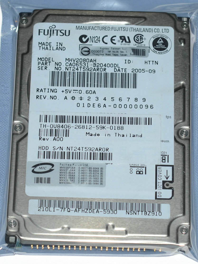Fujitsu 80 GB 5400 RPM,2.5" IDE  8MB MHV2080AH Hard Drive For Laptop HDD