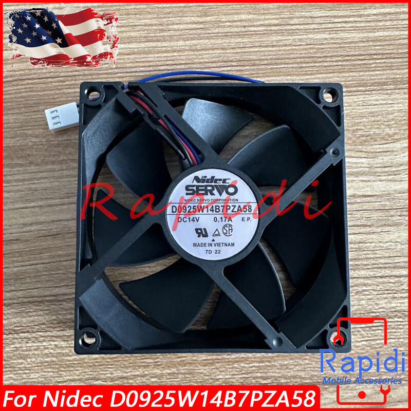 NEW For NIDEC D0925W14B7PZA58 Waterproof Cooling Fan 14V 0.17A 90*90*25mm 3-wire