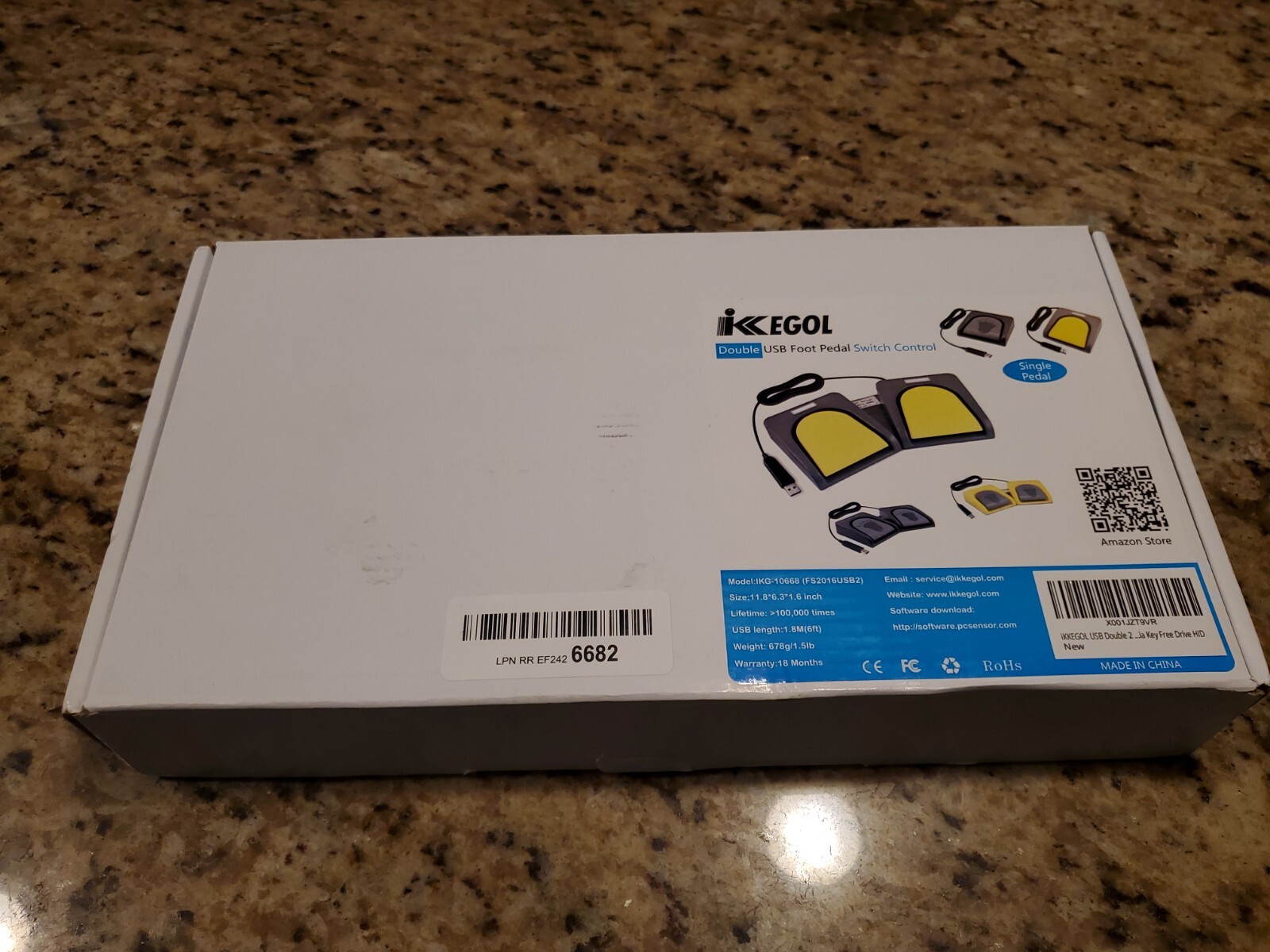 iKKEGOL IKG-10668 Double USB Foot Pedal Switch Control Customized Keyboard b-1
