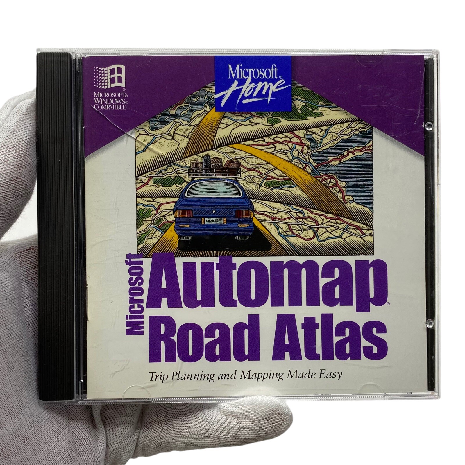 Vintage 95' Microsoft Home Automap Road Atlas CD 496-152-001 Rare