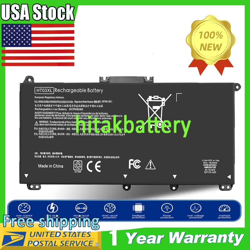 Battery For 15-DA 15-DA0032WM HT03XL L11119-855 HSTNN-LB8M HSTNN-DB8R 41.7Wh USA