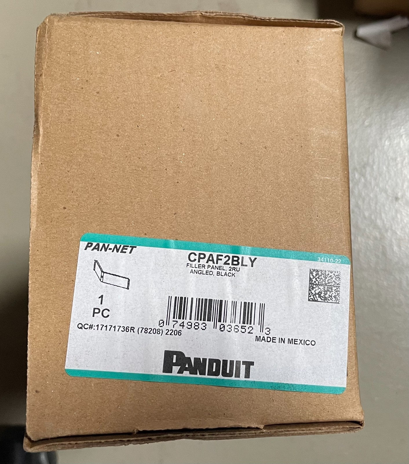 🖥️ Panduit CPAF2BLY – 2U Angled Rack Filler Panel, Black