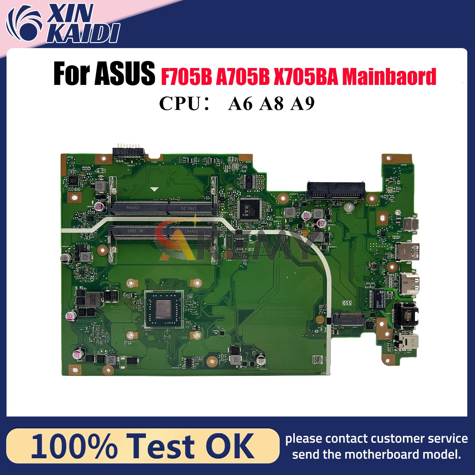 X705BA Laptop Motherboard For ASUS VivoBook F705B A705B Mainboard W/ CPU