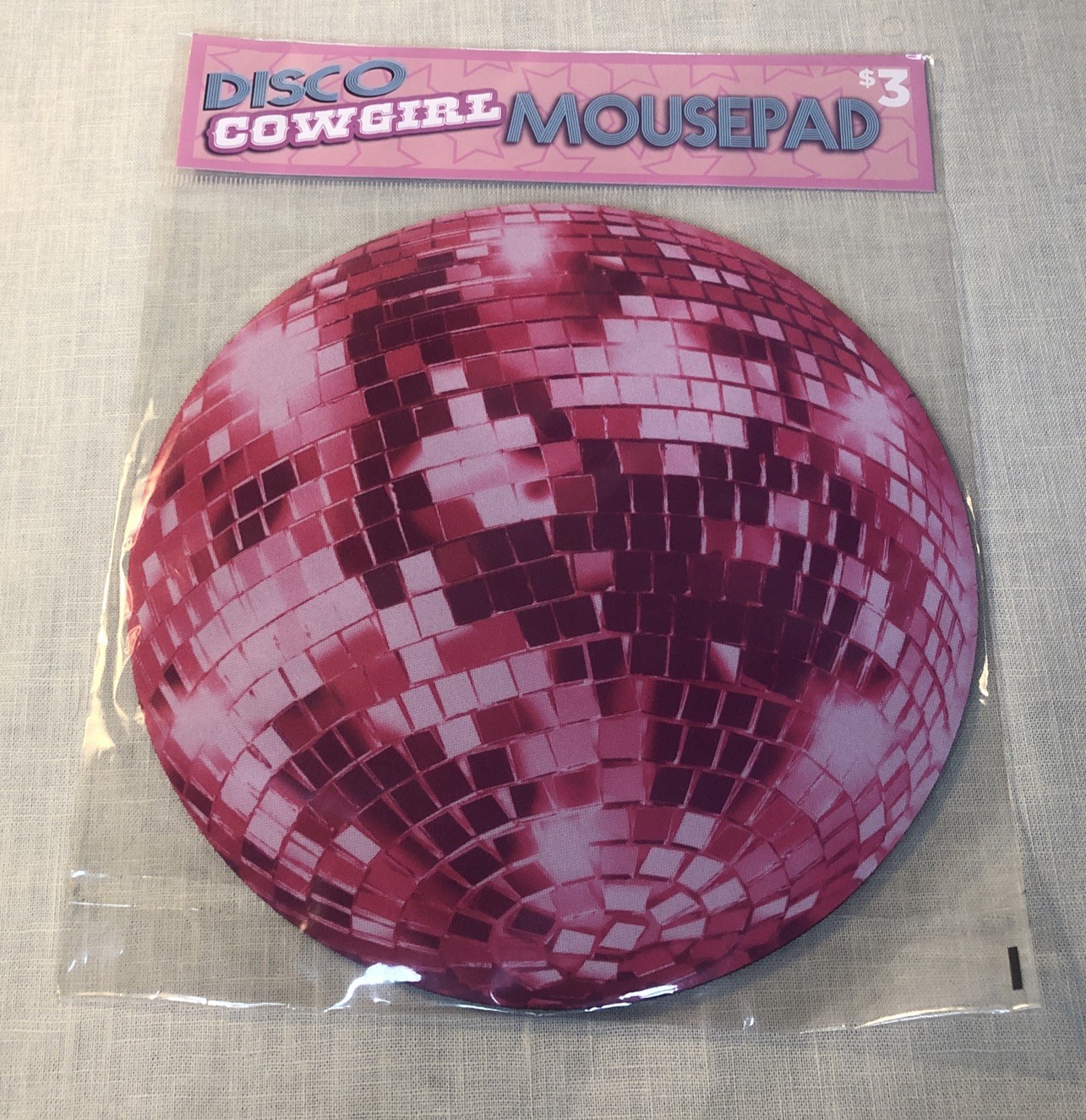 New Disco Cowgirl Mouse Pad Pink Disco Ball Design Cute Retro