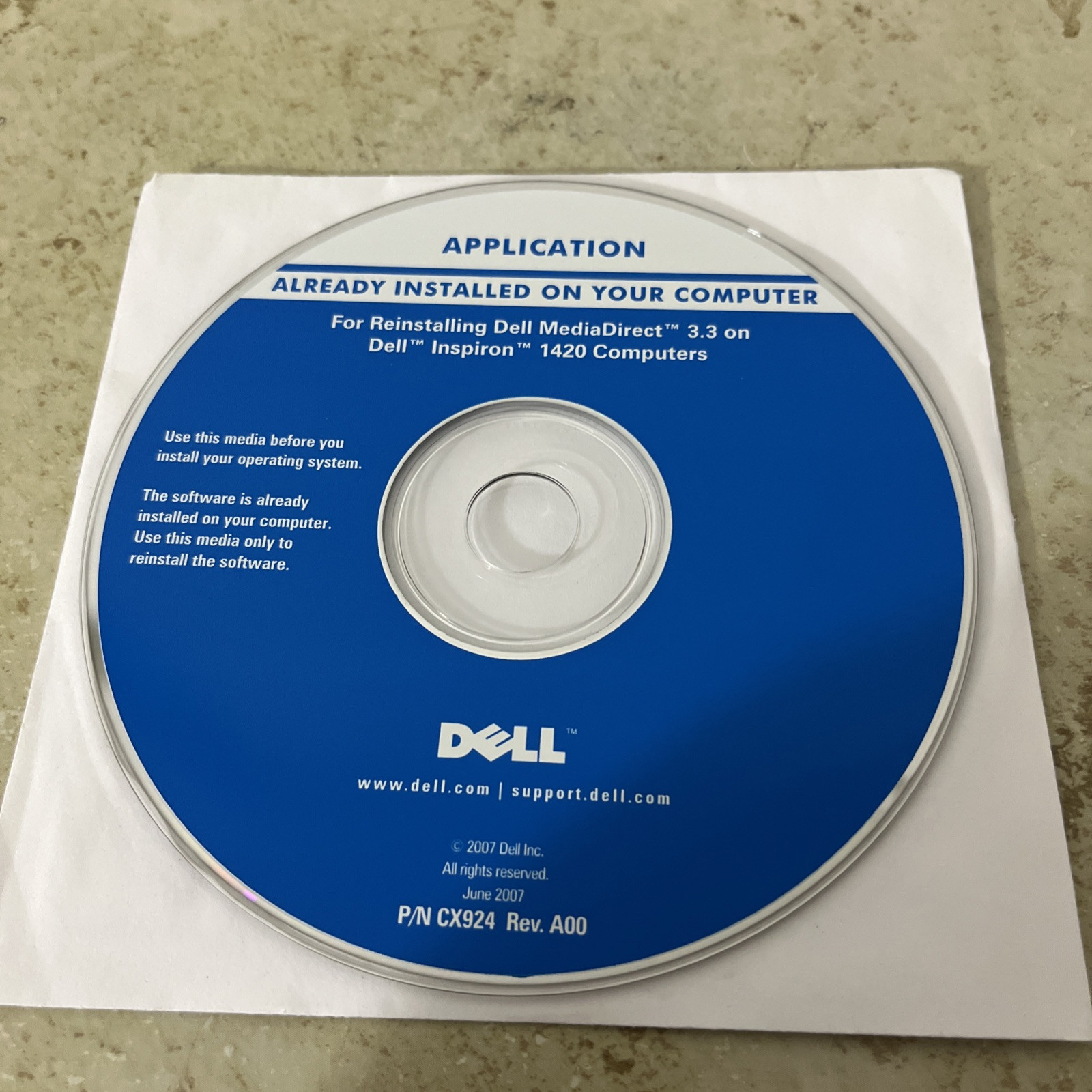 NEW Dell Drivers & Utility CD - Inspiron 1420 Reinstalling Dell MediaDirect 3.3