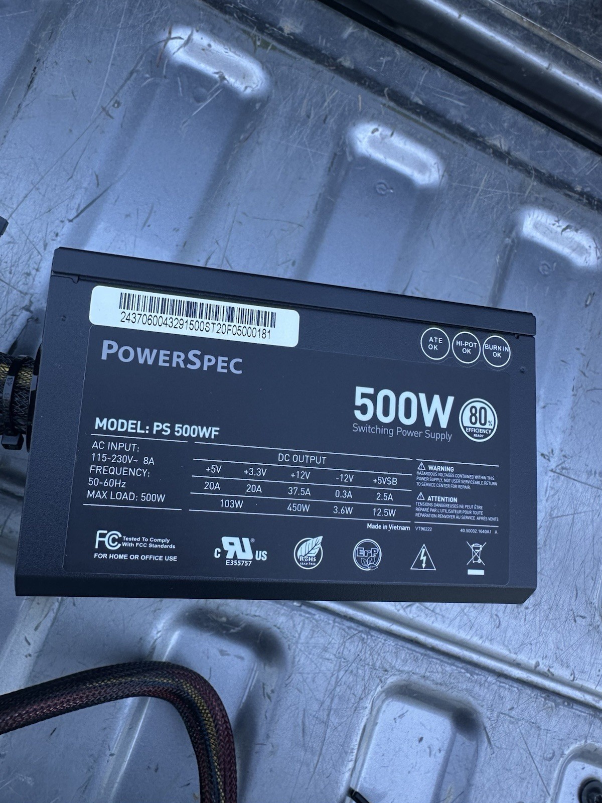 PowerSpec 500W PS 500WF Power Supply