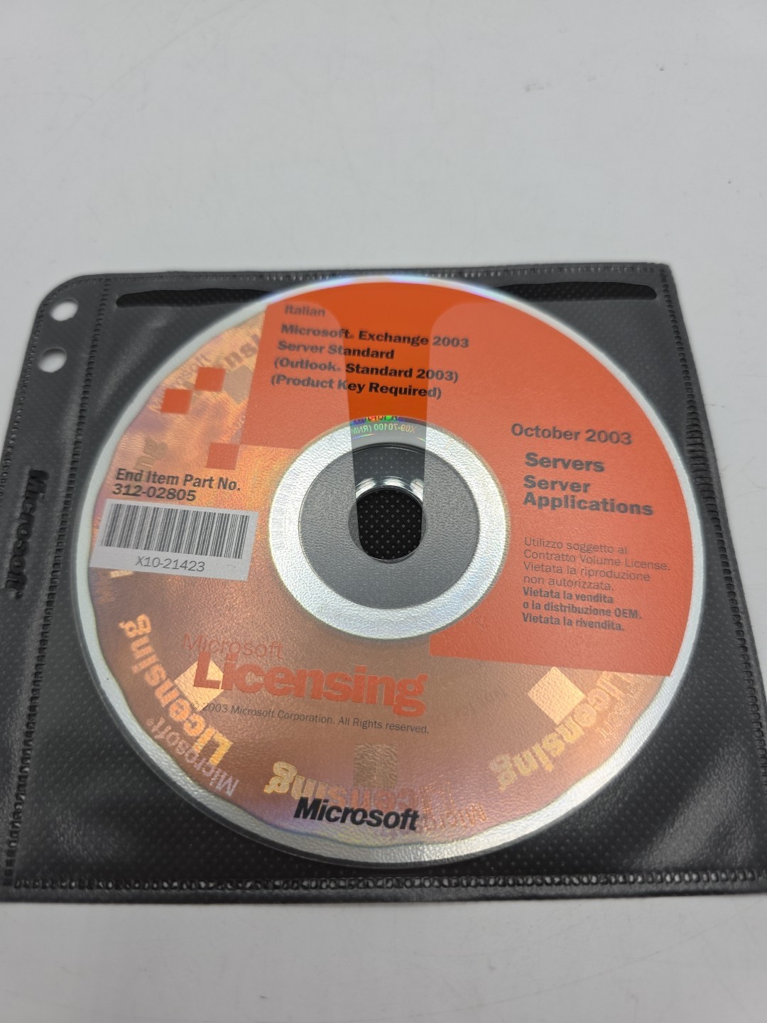 MICROSOFT EXCHANGE LICENSING 2003 October Servers Application standard edition