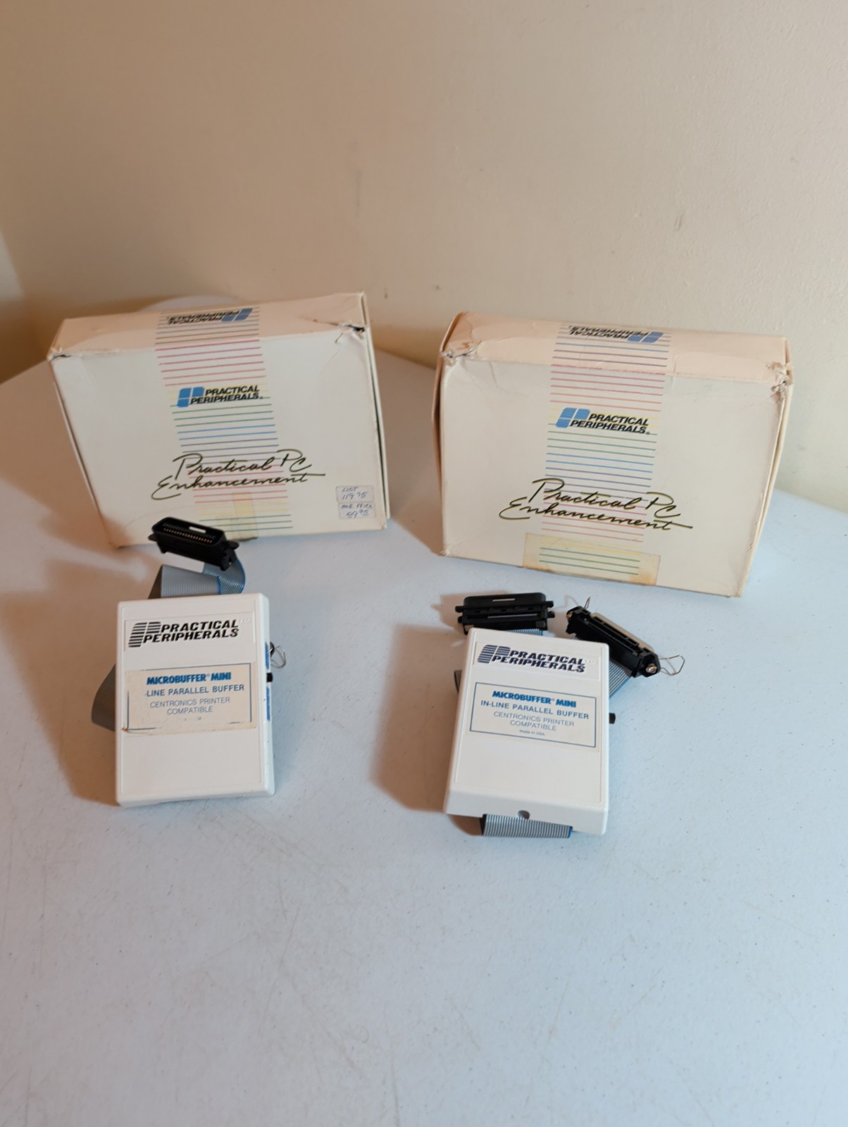 Pair Vintage Practical Peripherals Microbuffer Mini Centronics Parallel Lot 