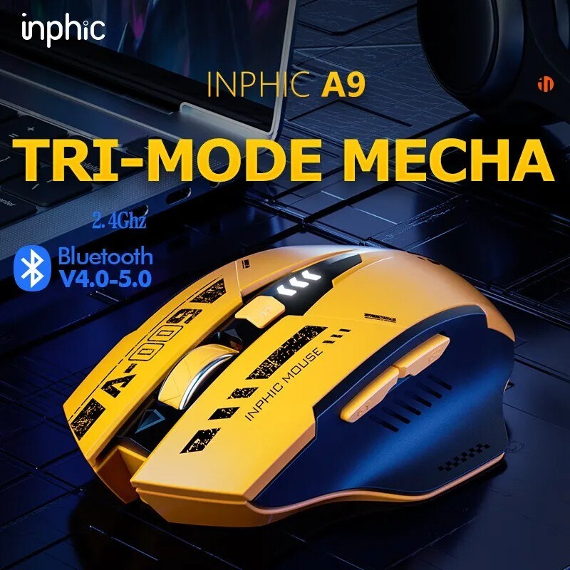 Inphic A9 Bluetooth Wireless Mouse Rechargeable 2.4GHz Noiseless Clicks 2400dpi