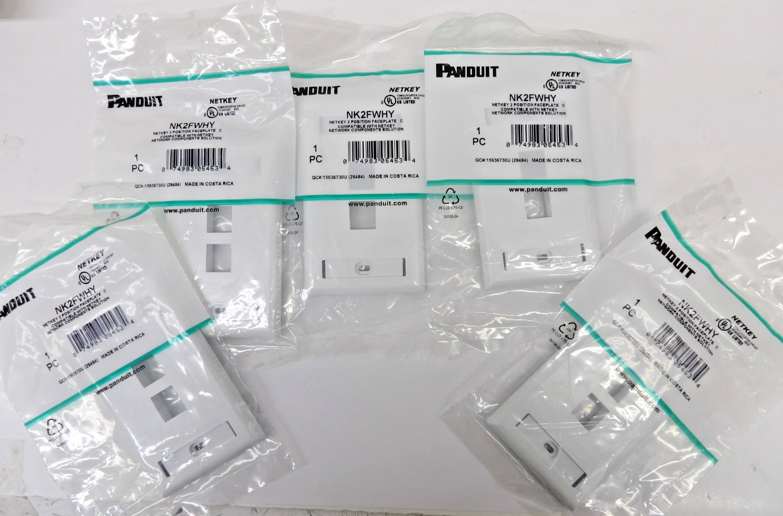 Panduit NK2FWHY Netkey 2 Position Faceplate Qty: 5