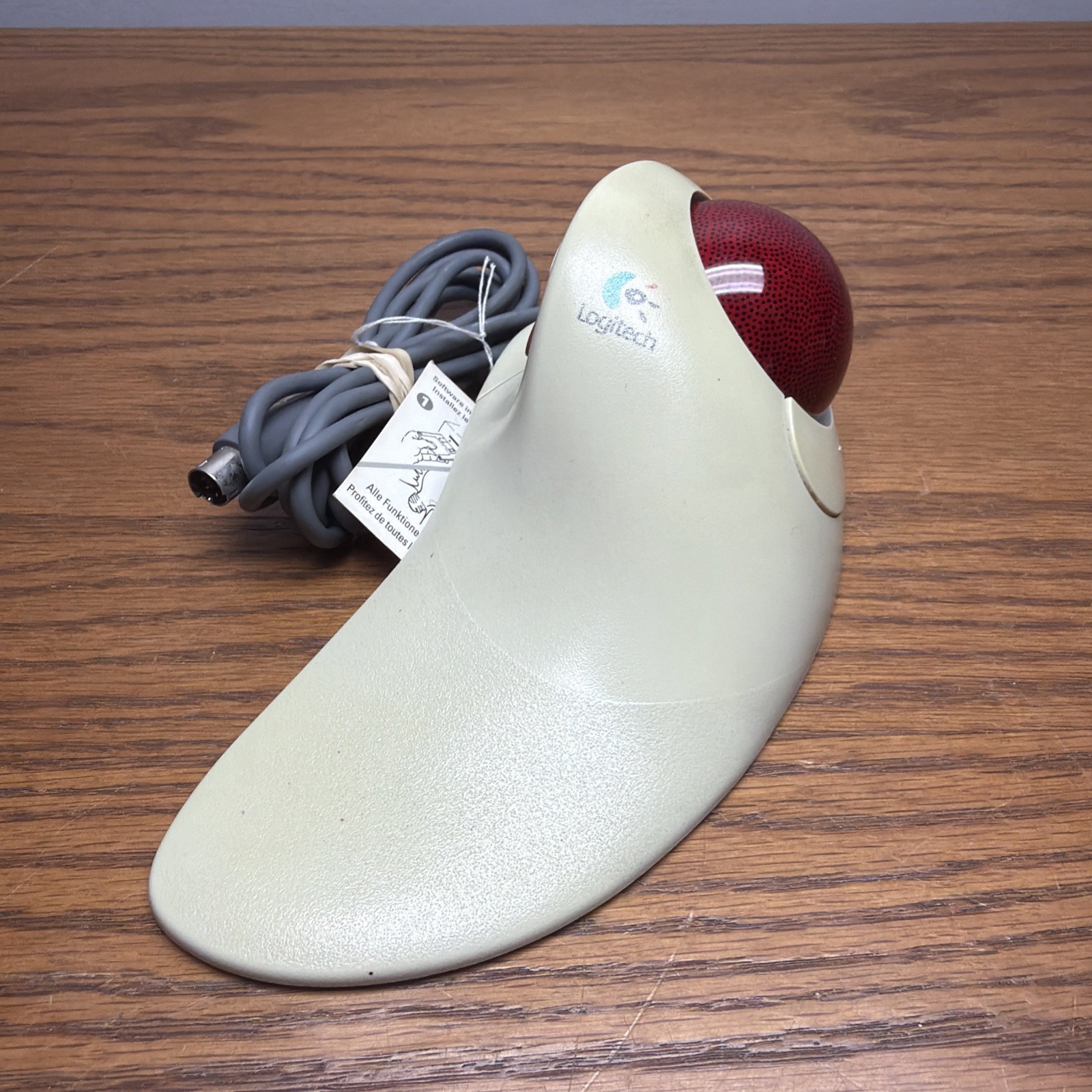 Logitech TrackMan Marble FX T-CJ12 Red Ball Trackball Mouse PS/2 Tested Working