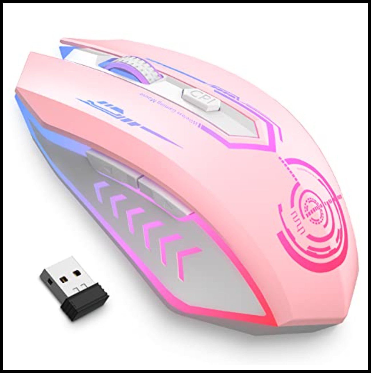 Wireless Gaming Mouse 10000 DPI Rechargeable LED 6 Programmable Buttons
