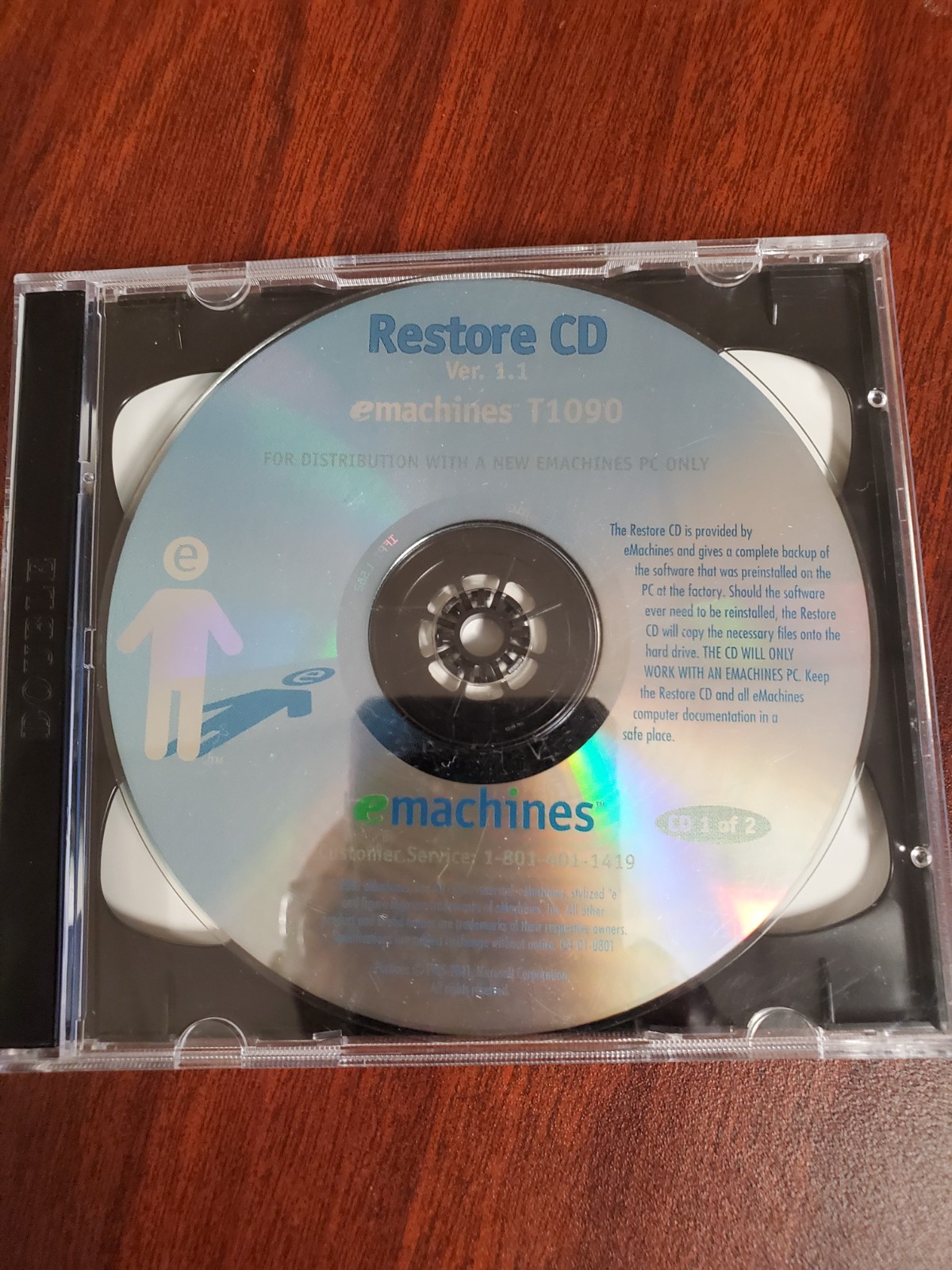 eMachines  Restore CD T1090 Ver 1.1 Complete 2 Disks Set