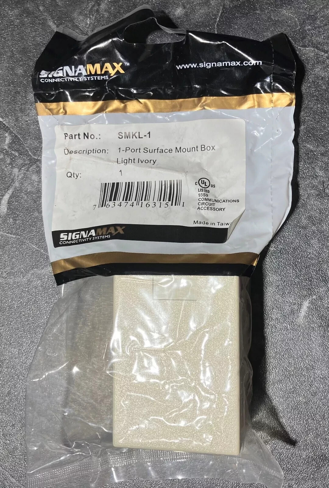 BOX OF 10 - Signamax SMKL-1 Light Ivory 1-Port Surface Mount Multimedia Box