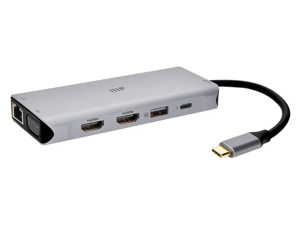 Monoprice 12-in-1 Dual-HDMI + VGA MST Triple Monitor Docking Station USB-C Hub