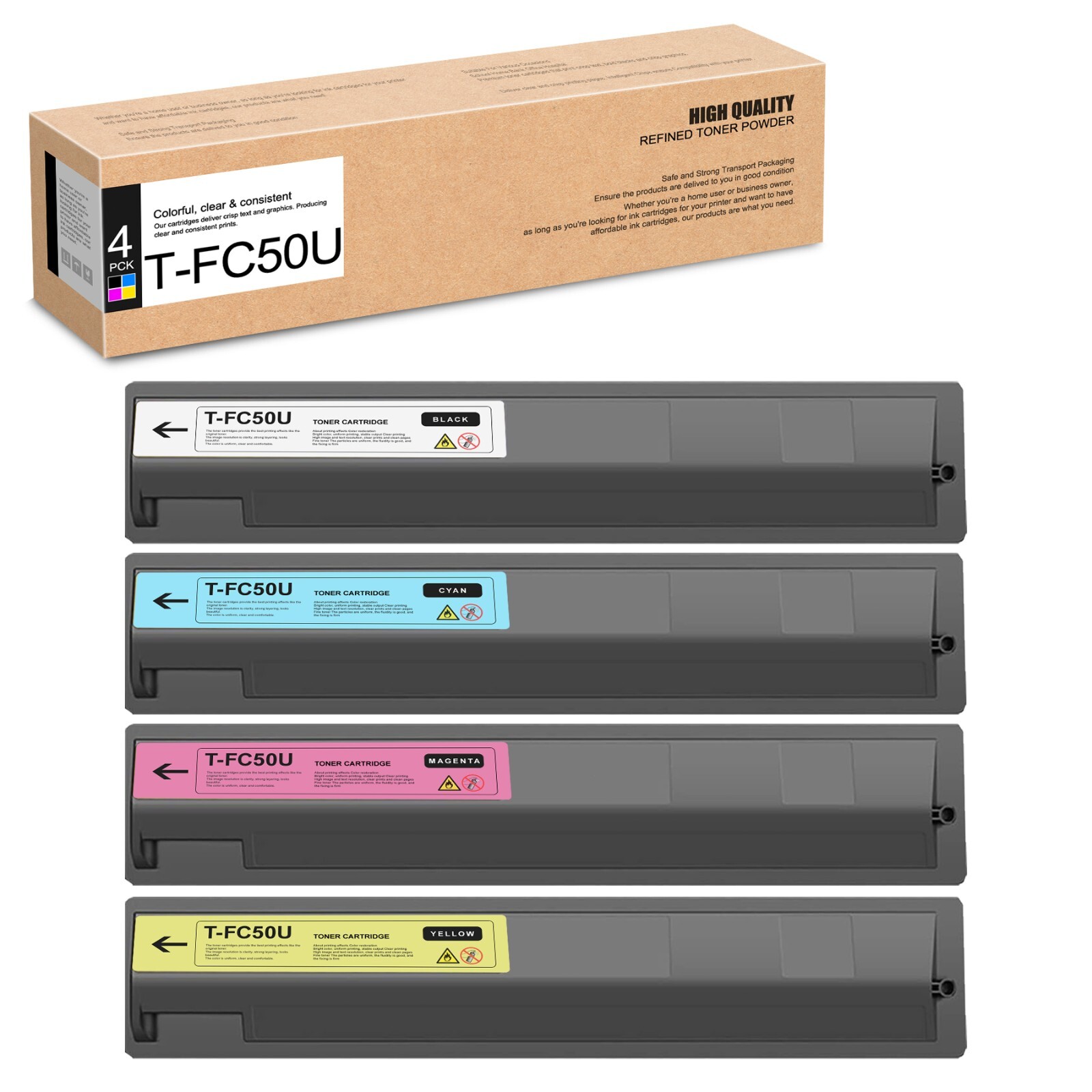 4-PK T-FC50U Toner Cartridge Set CMYK for E-Studio 2555C 3055C 3555C 4555C
