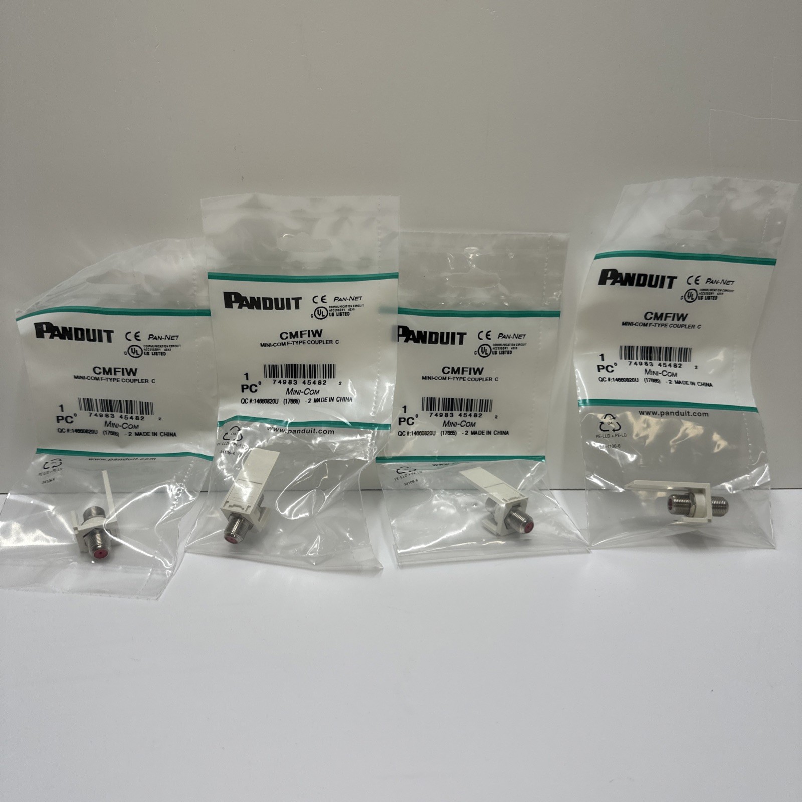(4) PANDUIT CMFIW Mini-Com F-Type Coupler Off White - Lot of 4