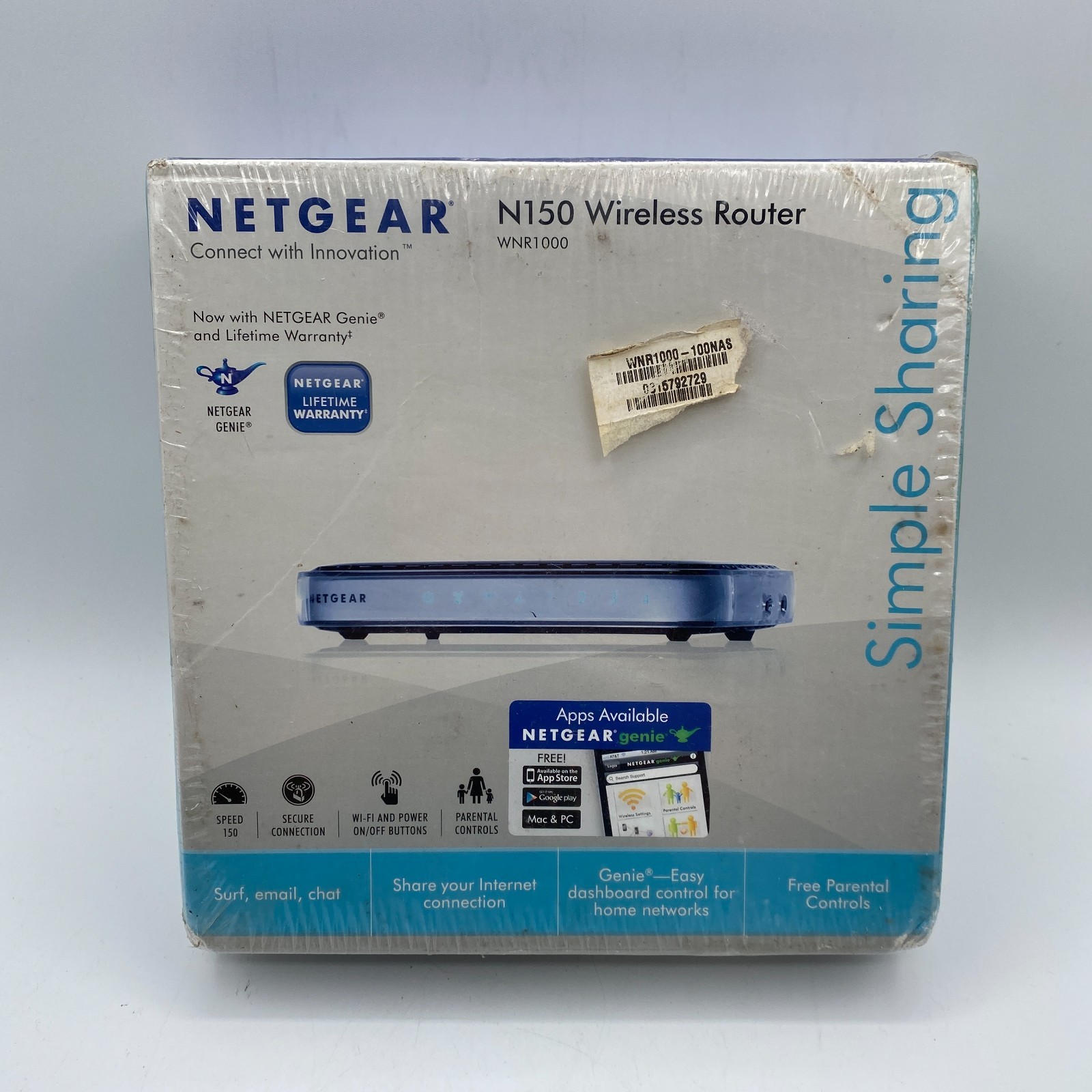 NETGEAR N150 Wireless Router WNR1000 Sealed Wi-Fi Home Network Genie App Free Sh