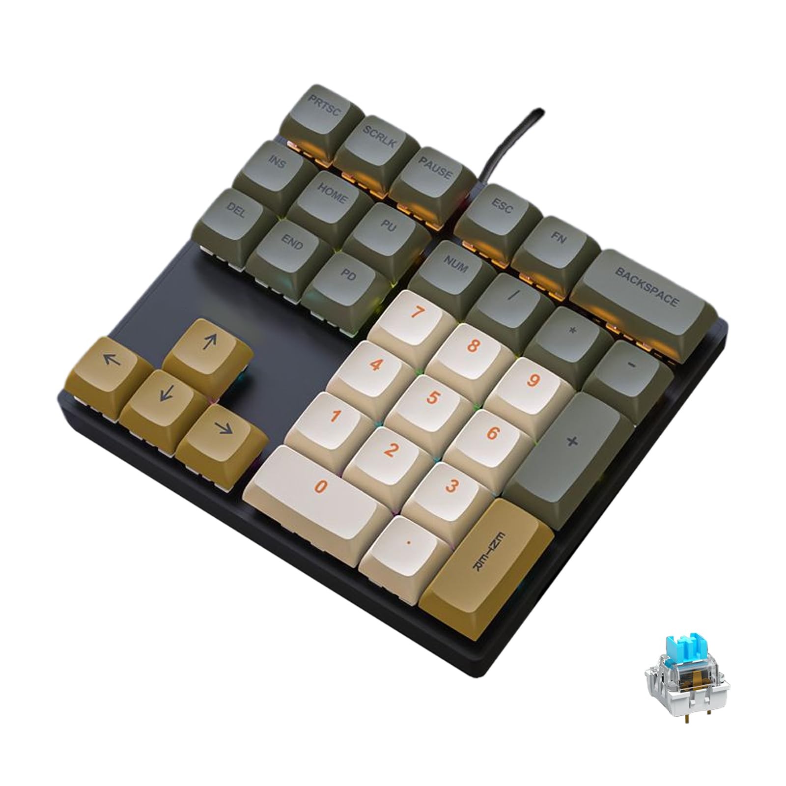 LINKEET Mechanical Numpad Rainbow Backlit Clicky Blue Switches Wired USB Numb...