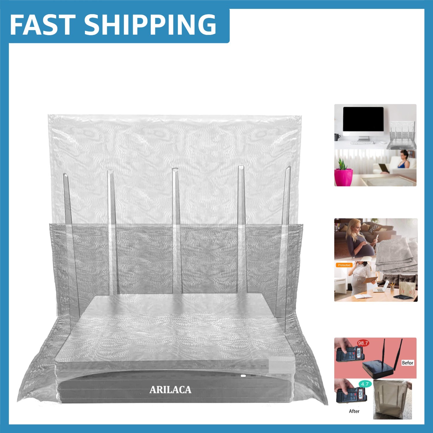 Large EMF Protection WiFi Router Cover - Faraday Bag for Signal Blocking