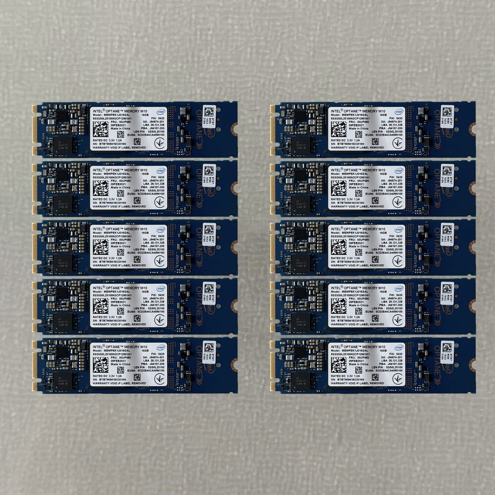 10x Intel Optane Memory M10 SSD M.2 2280 16GB MEMPEK1J016GA PCIe 3.0 Xpoint NVMe